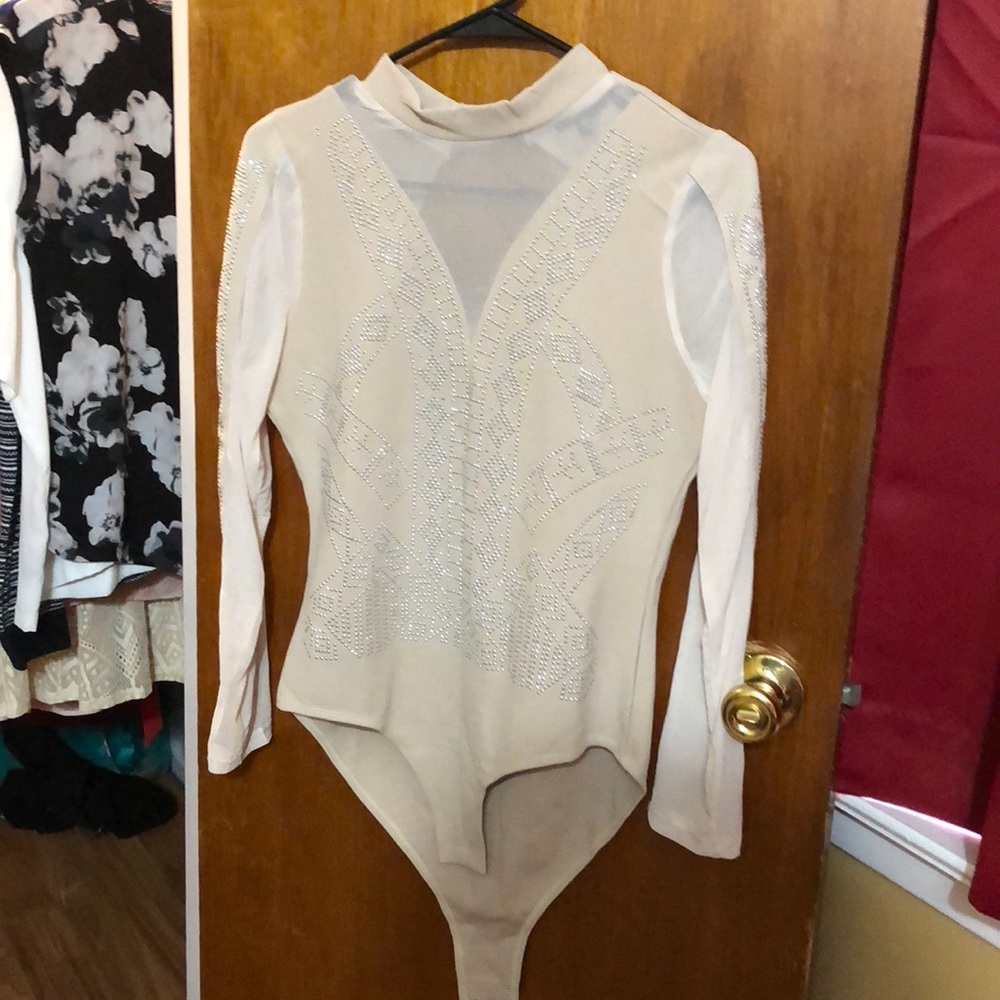 Nude leotard sequins NEW NEVER WORN